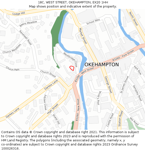 18C, WEST STREET, OKEHAMPTON, EX20 1HH: Location map and indicative extent of plot