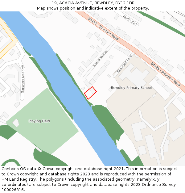 19, ACACIA AVENUE, BEWDLEY, DY12 1BP: Location map and indicative extent of plot