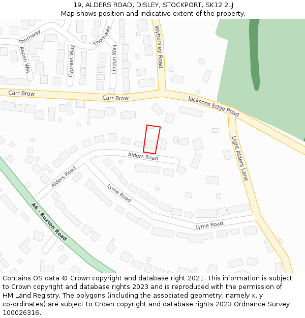 19, ALDERS ROAD, DISLEY, STOCKPORT, SK12 2LJ: Location map and indicative extent of plot