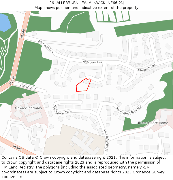 19, ALLERBURN LEA, ALNWICK, NE66 2NJ: Location map and indicative extent of plot