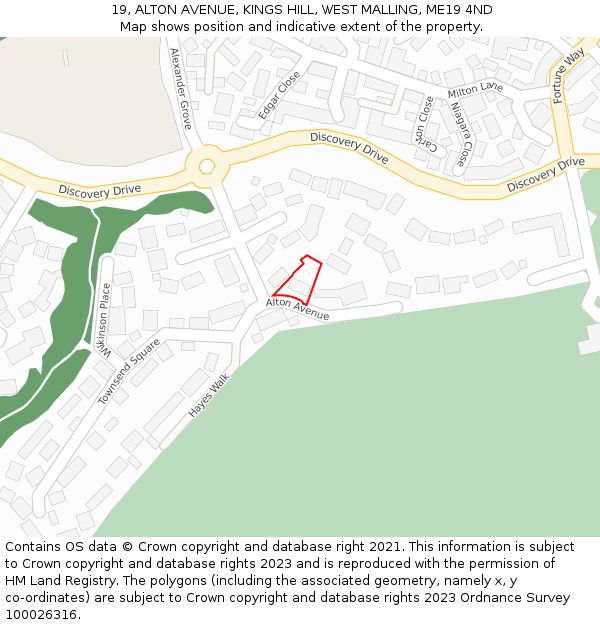 19, ALTON AVENUE, KINGS HILL, WEST MALLING, ME19 4ND: Location map and indicative extent of plot