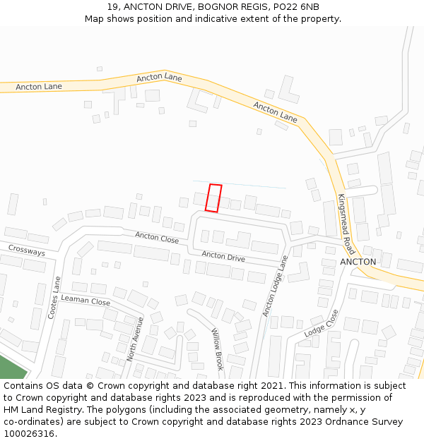 19, ANCTON DRIVE, BOGNOR REGIS, PO22 6NB: Location map and indicative extent of plot