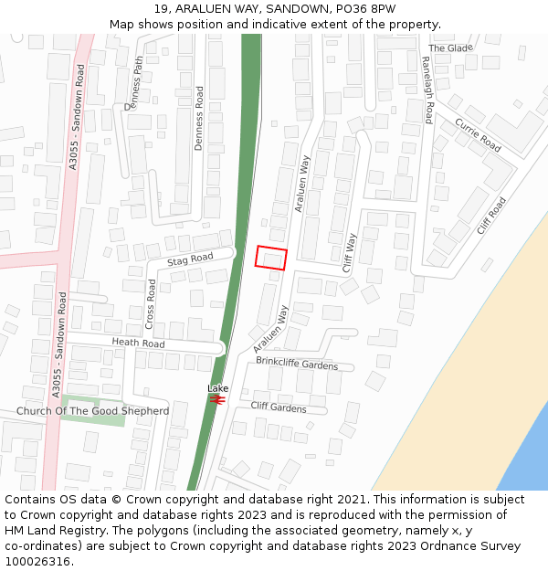 19, ARALUEN WAY, SANDOWN, PO36 8PW: Location map and indicative extent of plot