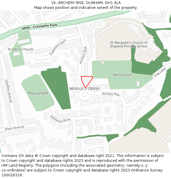 19, ARCHERY RISE, DURHAM, DH1 4LA: Location map and indicative extent of plot