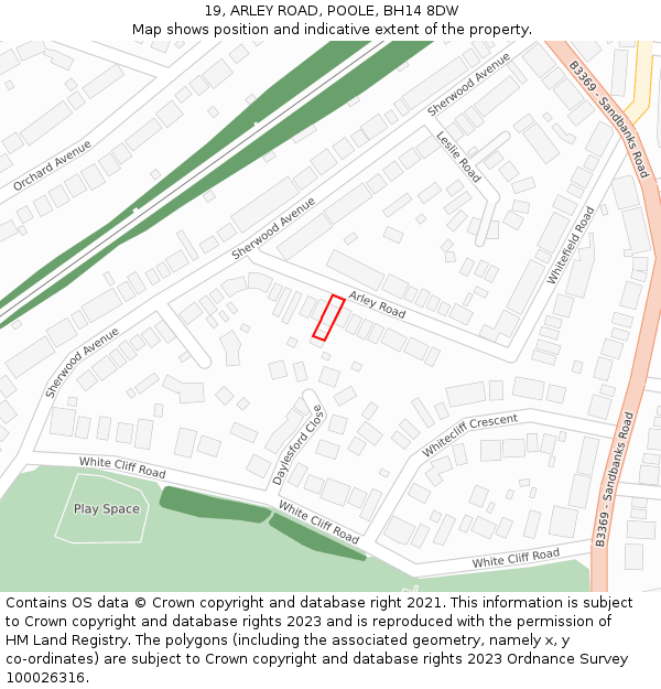 19, ARLEY ROAD, POOLE, BH14 8DW: Location map and indicative extent of plot
