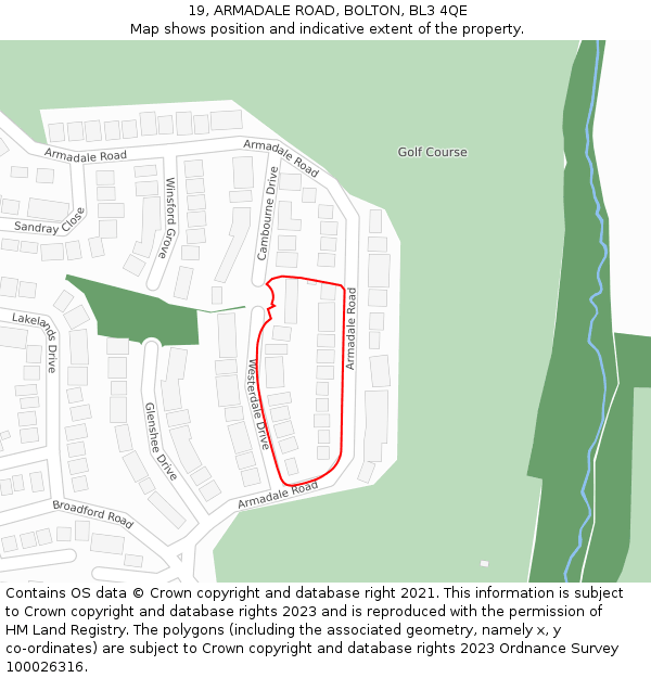 19, ARMADALE ROAD, BOLTON, BL3 4QE: Location map and indicative extent of plot