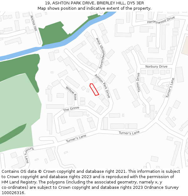19, ASHTON PARK DRIVE, BRIERLEY HILL, DY5 3ER: Location map and indicative extent of plot