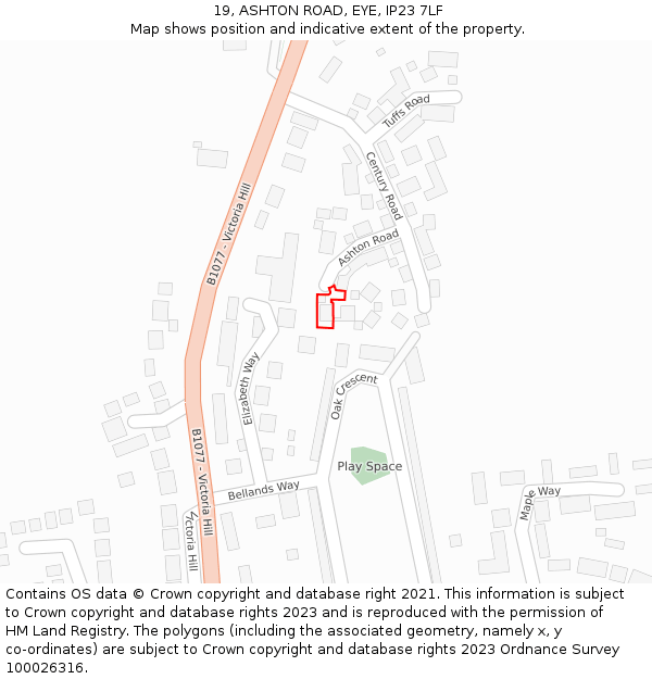 19, ASHTON ROAD, EYE, IP23 7LF: Location map and indicative extent of plot