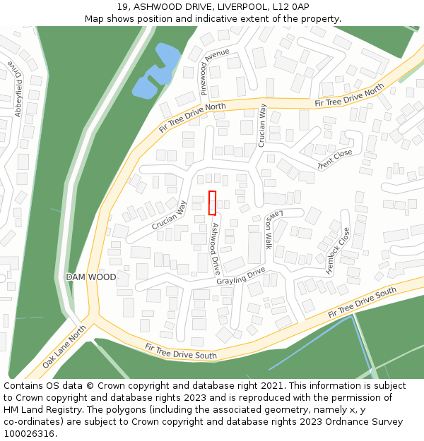 19, ASHWOOD DRIVE, LIVERPOOL, L12 0AP: Location map and indicative extent of plot