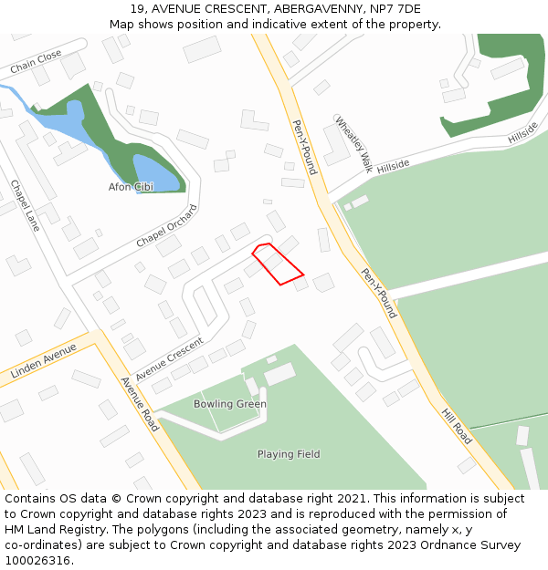 19, AVENUE CRESCENT, ABERGAVENNY, NP7 7DE: Location map and indicative extent of plot