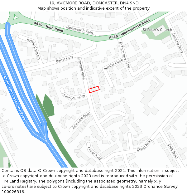 19, AVIEMORE ROAD, DONCASTER, DN4 9ND: Location map and indicative extent of plot