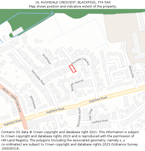 19, AVONDALE CRESCENT, BLACKPOOL, FY4 5AS: Location map and indicative extent of plot