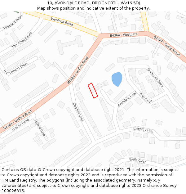 19, AVONDALE ROAD, BRIDGNORTH, WV16 5DJ: Location map and indicative extent of plot