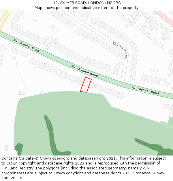 19, AYLMER ROAD, LONDON, N2 0BS: Location map and indicative extent of plot