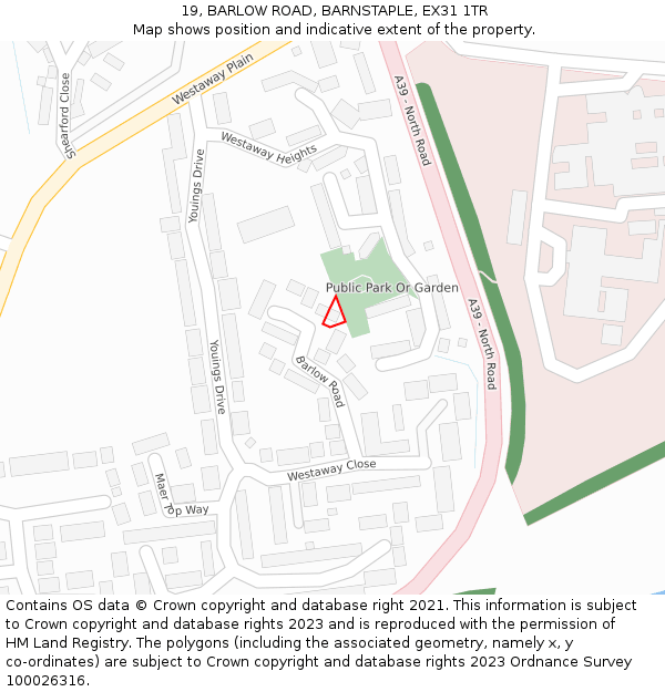 19, BARLOW ROAD, BARNSTAPLE, EX31 1TR: Location map and indicative extent of plot