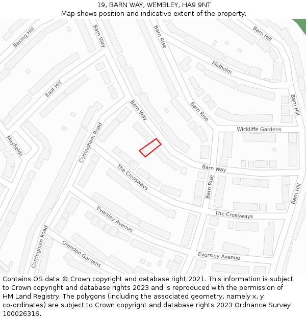 19, BARN WAY, WEMBLEY, HA9 9NT: Location map and indicative extent of plot