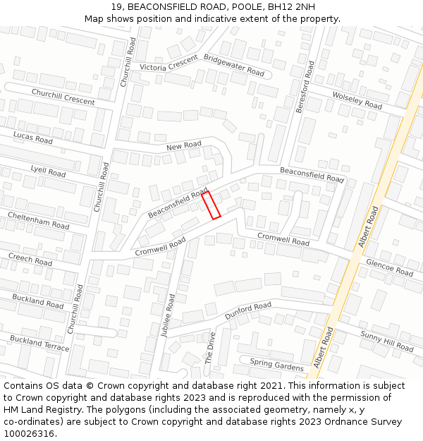 19, BEACONSFIELD ROAD, POOLE, BH12 2NH: Location map and indicative extent of plot