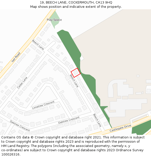 19, BEECH LANE, COCKERMOUTH, CA13 9HQ: Location map and indicative extent of plot