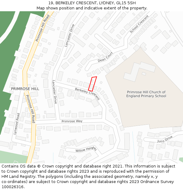 19, BERKELEY CRESCENT, LYDNEY, GL15 5SH: Location map and indicative extent of plot