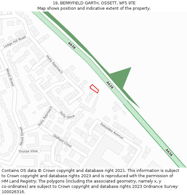 19, BERRYFIELD GARTH, OSSETT, WF5 9TE: Location map and indicative extent of plot