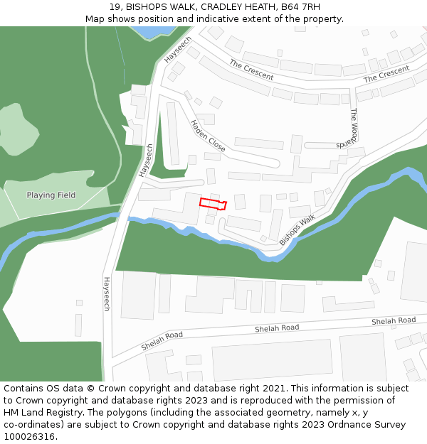 19, BISHOPS WALK, CRADLEY HEATH, B64 7RH: Location map and indicative extent of plot