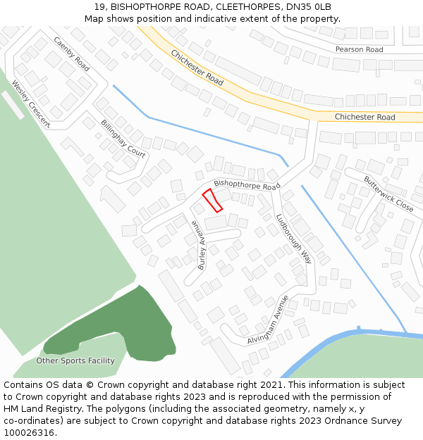 19, BISHOPTHORPE ROAD, CLEETHORPES, DN35 0LB: Location map and indicative extent of plot