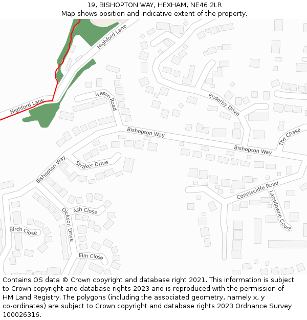 19, BISHOPTON WAY, HEXHAM, NE46 2LR: Location map and indicative extent of plot