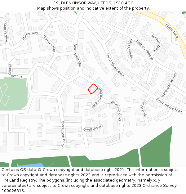 19, BLENKINSOP WAY, LEEDS, LS10 4GG: Location map and indicative extent of plot