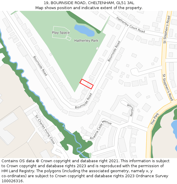 19, BOURNSIDE ROAD, CHELTENHAM, GL51 3AL: Location map and indicative extent of plot
