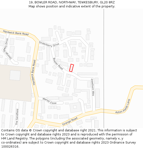 19, BOWLER ROAD, NORTHWAY, TEWKESBURY, GL20 8RZ: Location map and indicative extent of plot