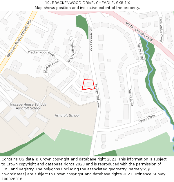 19, BRACKENWOOD DRIVE, CHEADLE, SK8 1JX: Location map and indicative extent of plot