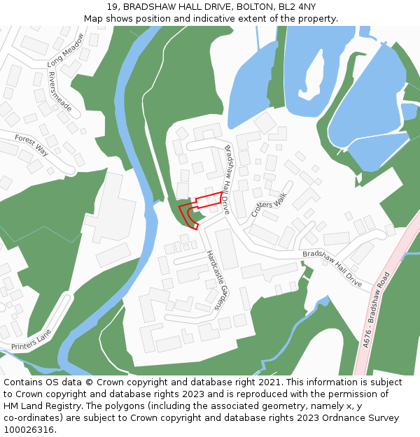 19, BRADSHAW HALL DRIVE, BOLTON, BL2 4NY: Location map and indicative extent of plot