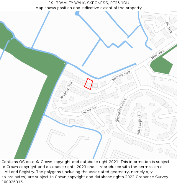 19, BRAMLEY WALK, SKEGNESS, PE25 1DU: Location map and indicative extent of plot