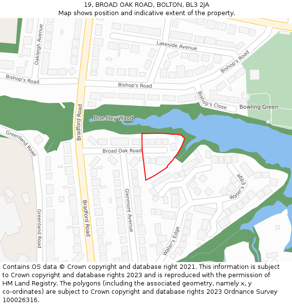 19, BROAD OAK ROAD, BOLTON, BL3 2JA: Location map and indicative extent of plot