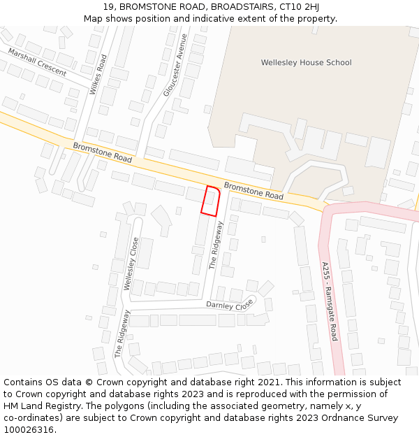 19, BROMSTONE ROAD, BROADSTAIRS, CT10 2HJ: Location map and indicative extent of plot