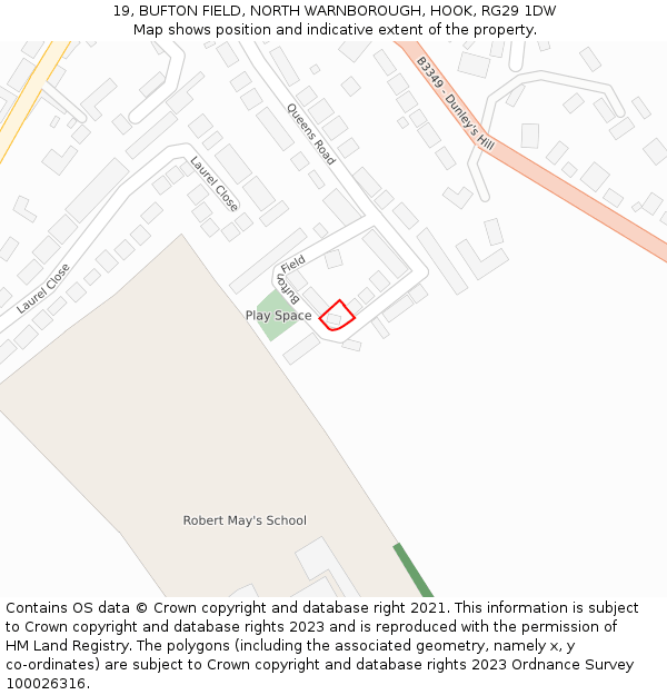 19, BUFTON FIELD, NORTH WARNBOROUGH, HOOK, RG29 1DW: Location map and indicative extent of plot