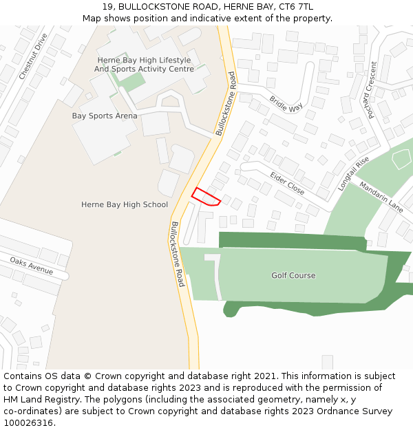 19, BULLOCKSTONE ROAD, HERNE BAY, CT6 7TL: Location map and indicative extent of plot