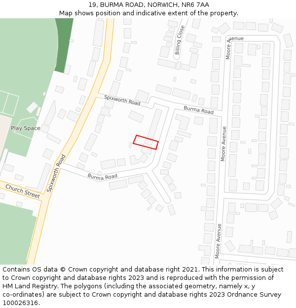 19, BURMA ROAD, NORWICH, NR6 7AA: Location map and indicative extent of plot