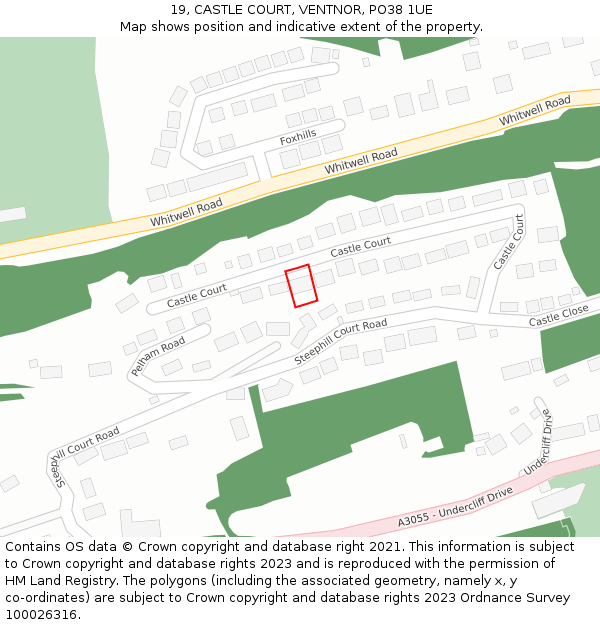 19, CASTLE COURT, VENTNOR, PO38 1UE: Location map and indicative extent of plot