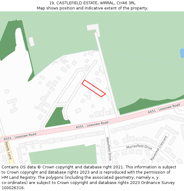 19, CASTLEFIELD ESTATE, WIRRAL, CH46 3RL: Location map and indicative extent of plot