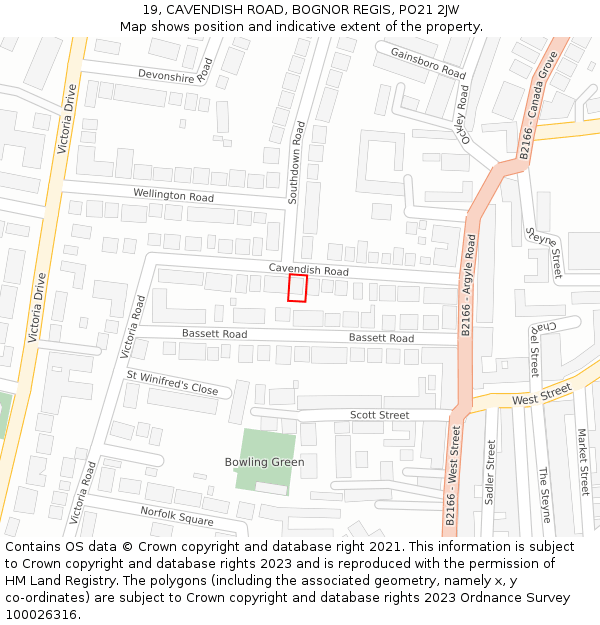 19, CAVENDISH ROAD, BOGNOR REGIS, PO21 2JW: Location map and indicative extent of plot