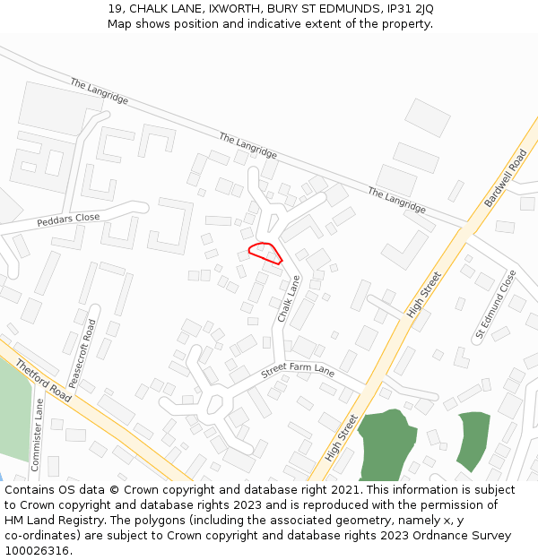 19, CHALK LANE, IXWORTH, BURY ST EDMUNDS, IP31 2JQ: Location map and indicative extent of plot