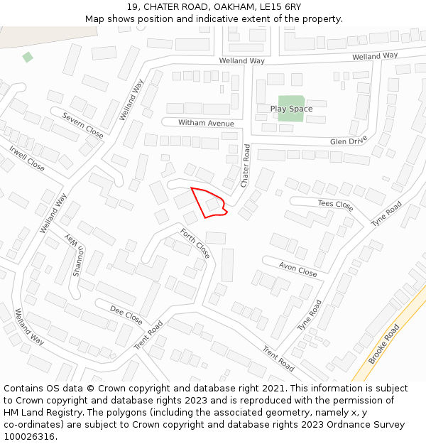 19, CHATER ROAD, OAKHAM, LE15 6RY: Location map and indicative extent of plot