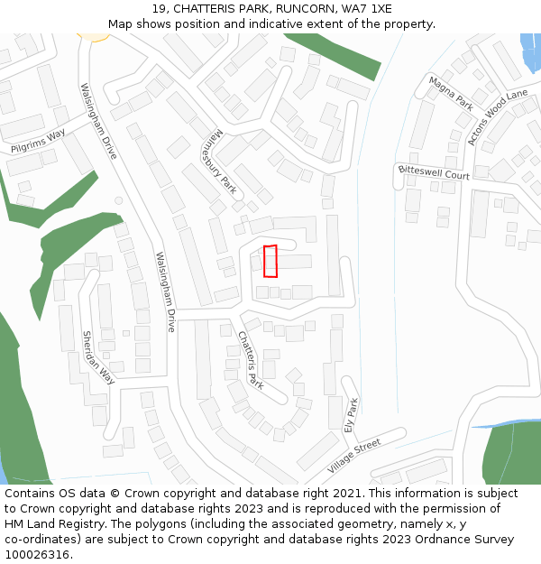 19, CHATTERIS PARK, RUNCORN, WA7 1XE: Location map and indicative extent of plot