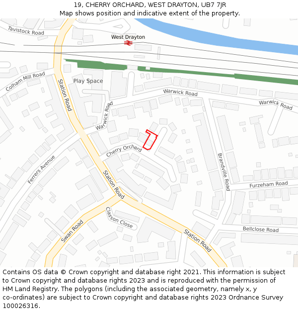 19, CHERRY ORCHARD, WEST DRAYTON, UB7 7JR: Location map and indicative extent of plot