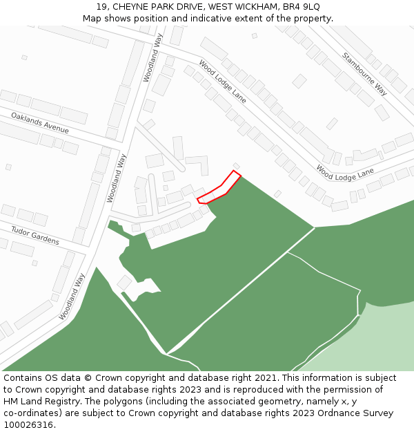 19, CHEYNE PARK DRIVE, WEST WICKHAM, BR4 9LQ: Location map and indicative extent of plot