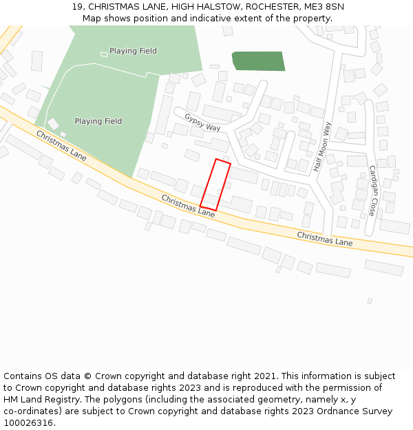 19, CHRISTMAS LANE, HIGH HALSTOW, ROCHESTER, ME3 8SN: Location map and indicative extent of plot