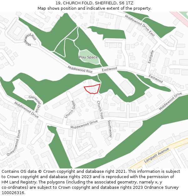 19, CHURCH FOLD, SHEFFIELD, S6 1TZ: Location map and indicative extent of plot