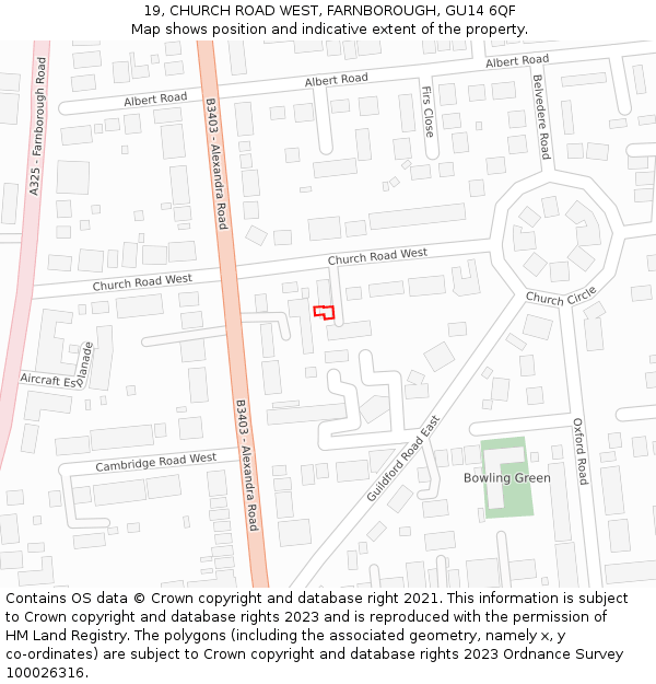 19, CHURCH ROAD WEST, FARNBOROUGH, GU14 6QF: Location map and indicative extent of plot