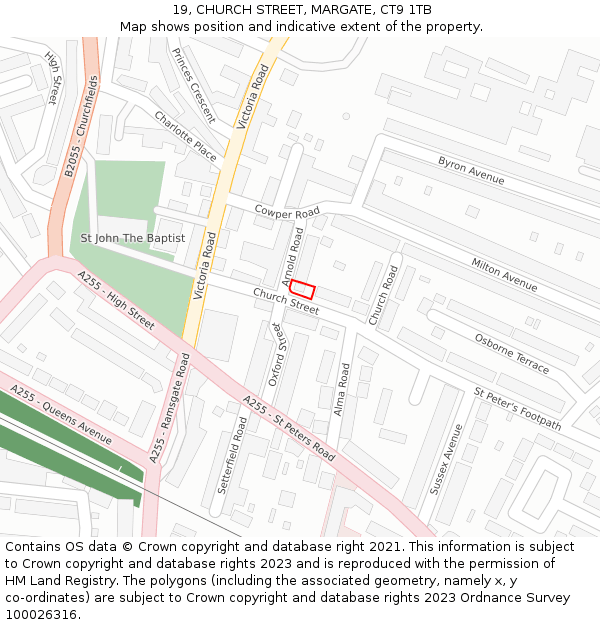 19, CHURCH STREET, MARGATE, CT9 1TB: Location map and indicative extent of plot